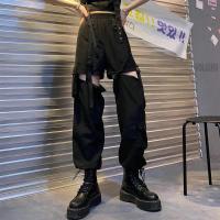 ♦△☾ Cargo Pants Women 2023 Fashion Punk Jogger Trousers Harajuku Streetwear Spring Ankle-Length Men Black Harem Pants Oversized