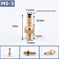 MM-5pcs 3mm 4mm 5mm 6mm 8mm Od Hose Barb M4 M5 M6 Metric Male Thread Brass Pipe Fitting Coupler Connector Adapter