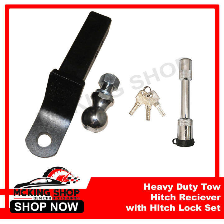 Heavy Duty Tow Hitch Reciever with Tow Ball & Hitch Lock with Key Set