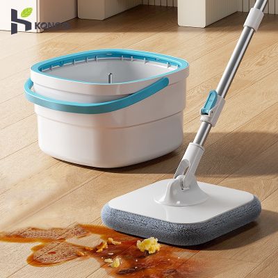 Flatbed Spin Mop and Bucket Set Clean Water &amp; Sewage Separation Mop Hands-Free Squeeze Mop Floor Clean Household Cleaning Tools