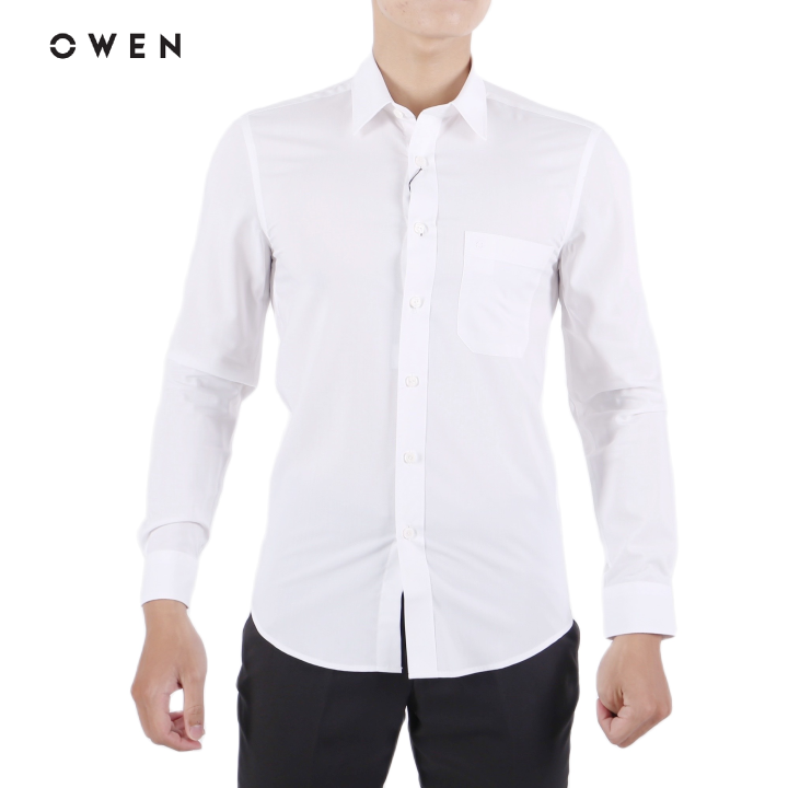 Giảm giá Owen  áo sơ mi trắng dài tay slimfit chất sợi tre owen 90530    new   BeeCost