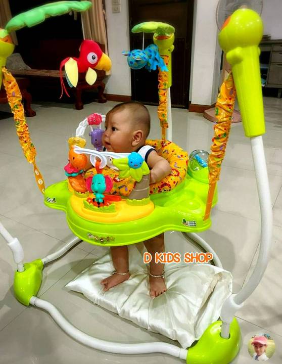 jumperoo-jungle-จั้มเปอร์เด็ก-สีส้มสีสดใส-มีดนตรี-มีไฟ-เสริมพัฒนาการเด็ก