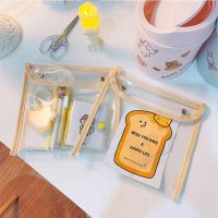 ❄ PVC Snap Button Bag Pencil Case Test Paper Stationery Storage Bag Large Capacity Waterproof Transparent Document Bag