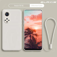 ELAXIS เคสโทรศัพท์สำหรับ Honor 50 5G,เคสหลังซิลิโคนเหลวขอบตรงป้องกันการตกกระแทกเลนส์รวมทุกอย่าง