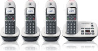 Motorola CD5014 DECT 6.0 Cordless Phone with Answering Machine, Call Block and Volume Boost, White, 4 Handsets 4-Handsets