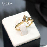 Lenya Jewelry แหวนประดับ SWAROVSKI ZIRCONIA ทรง Square Emerald เม็ดเดี่ยว 4 กะรัต ตัวเรือนเงินแท้ชุบทองคำแท้ ดีไซน์น่ารัก ใส่ได้ทุกวัน เหมาะกับสาว Working Woman