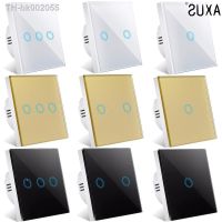 ☃☇ EU AC100-240V Tempered White Crystal Glass Touch Switch Panel Wall Light Switches Sensor Button 1/2/3Gang Lamp Interruttore