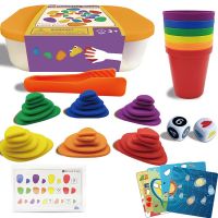 Kids Montessori Rainbow Pebbles Stack Educational Toys Transparent Stones Cognition Matching Game Toys for Children with Box