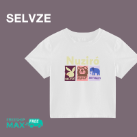 SELVZE ฉบับภาษาเกาหลีของเสื้อยืดสั้นที่ลายตัวการ์ตูนน่ารักสำหรับผู้หญิง