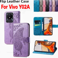 เคสหน้ังกลับมือถือสำหรับ Vivo Y02T Y11 2023 Y02A Y0 2 Y02 Y 02 VivoY02T เคสแป้นยึดกระเป๋าสตางค์หรูหราฝาครอบหลังกันกระแทก