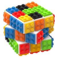 Rubix 3X3บล็อกตัวต่อในตัว Rubik คิวบิกปริศนาและของเล่นก่อสร้างรวมกันในตัวเหมาะสำหรับใช้ได้กับเลโก้ของขวัญเด็ก