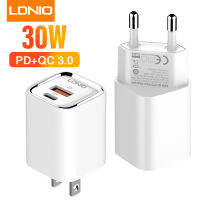 LDNIO 30W วอลล์ชาร์จด่วนพลังงานสูง PD QC ที่ชาร์จไฟรวดเร็ว USB พอร์ตที่ชาร์จความเร็วสูงโทรศัพท์พกพาได้