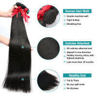 MELODIE Bone Straight Human Hair Weave Bundles Glueless Natural Black 30 40นิ้วนามสกุลผมมนุษย์บราซิล