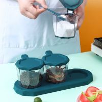 2PC/3PC  Spice Jar Set Salt Pepper Shaker Seasoning Jar Salt Shaker With Spoon Transparent  For Kitchen Container Storage Box