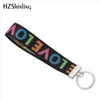2018 New Fashion Embriodery Wristlet Key Fob Colorful Letters Black Color Ribbon Keyring Car Bag Accessories Keyholder