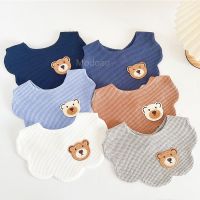 卍☌ Cotton Baby Bibs Print Ruffle Absorbent Infant Tassel Bib Newborn Burp Cloths Bandana Scarf Boys Girls Feeding Saliva Towel Bib