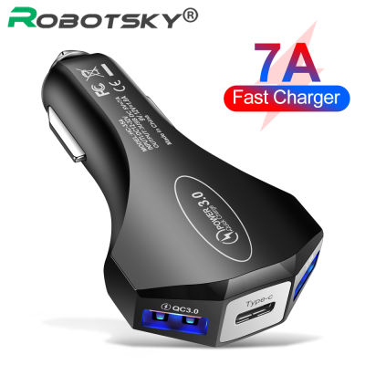 7A USB Car Charger QC 3.0 Type C Fast Charger Charger สำหรับ Samsung ศัพท์ Quick Car Charger สำหรับ GPS Driving Recorder