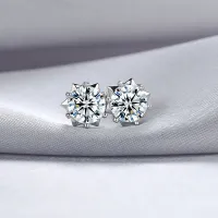 925 Silver D Color Moissanite Stud Earrings ต่างหูเทรนด์หญิง Hexagram Snowflake Fashion Earrings