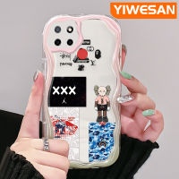 YIWESAN เคสสำหรับ Realme C12 C15 C25 C21 Narzo 20 Narzo 30A Narzo Narzo 50A แนวโน้มแฟชั่นลวดลายกราฟฟิตีแนวสตรีทโค้งเคสใสเนื้อครีมใสฝาครอบป้องกันเคสมือถือ