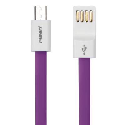 PISEN สายชาร์จ Micro USB Noodle Data Transmit and Charging Cable ยาว 800 mm อุปกรณ์สำหรับรีชาร์จและซิงค์เพื่อโอนถ่ายข้อมูลแบบ 2-in-1 USB 2.0 แรงดันสูง - สีม่วง