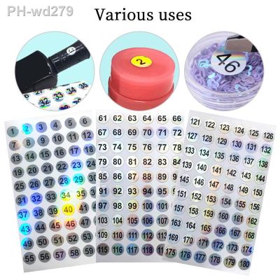 3pcs Holographic Number Label Stickers For Nail Polish Color Gel Varnish 1-60/ 61-120/121-180 Marking Label Manicure Tool