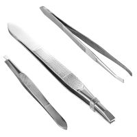 【LZ】☈♈☎  1PC Eyebrow Tweezer Hair Flat Tip Puller Stainless Steel Eye Brow Clips Effective  Eyelash Extension Removal Beauty Makeup Tool