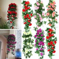 【DT】 hot  Supplies DIY Wedding Ornament Simulation Plants Lifelike Roses Wreath Wall Hanging Floral Artificial Flowers Rattan