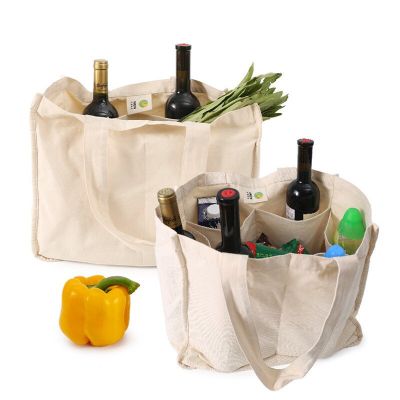 1Pc Cotton Divided Shopping Canvas Bag Supermarket Fruit And Vegetable Hand Package