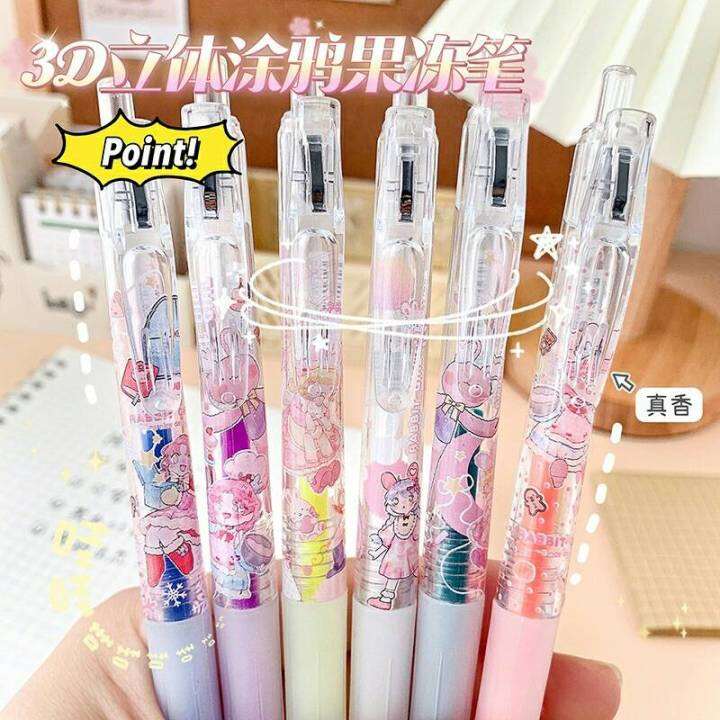 สินค้าพร้อมส่ง-ปากกาเจล-3d-ขนาดหัวปากกา-0-1-mm-เขียนได้ทุกพื้นผิว-เชต-6-สี-6-ด้าม