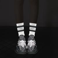 Quick Dry Cycling Neon Reflected Crew Sock Women Men Bright Striped Sport Socks Letter Embroidered Reflective Ankle Socks