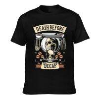 2023 NEWDeath Before Decaf แฟชั่นบุรุษเสื้อยืดสไตล์เย็นสวมใส่