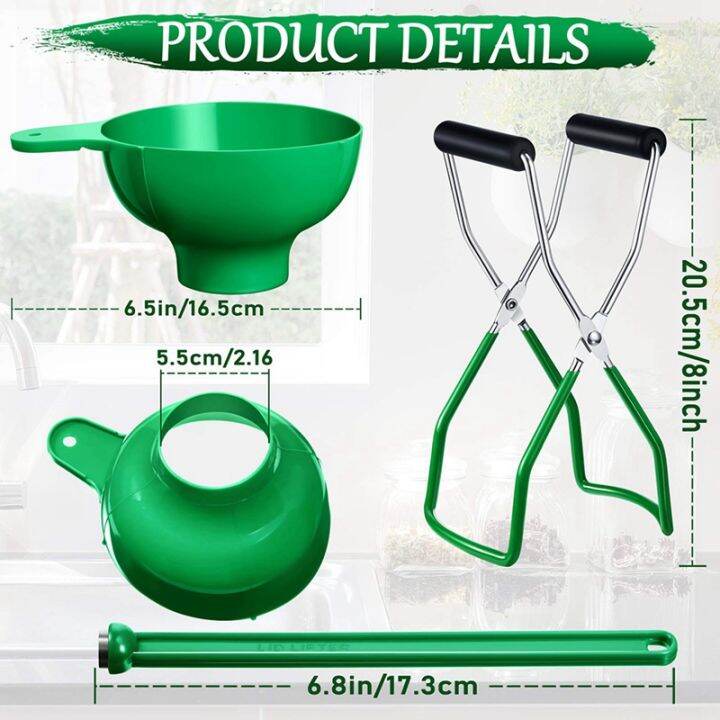 canning-kit-jar-lifter-wide-mouth-canning-funnel-lid-wand-for-canning-jars-anti-scald-kitchen-tools-3pcs-green