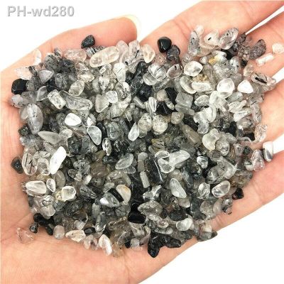 3-5mm 50g Natural Black Hair Quartz Rutilated Crystal Rock Stones Healing Reiki Gravel Natural Quartz Crystals