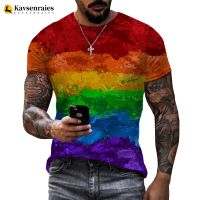 2023 Rainbow Paint Splatter Print T-shirt Men Women Summer Hipster Colorful Ink 3D T Shirt Harajuku Streetwear Oversized Tops