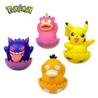 4ชิ้น/เซ็ตโปเกมอนตุ๊กตาขยับแขนขาได้ Slowpoke Gengar Pikachu Tumbler การ์ตูนฟิกเกอร์อนิเมะ Kado Ulang Tahun ของเล่นเด็กโมเดลแกะสลัก