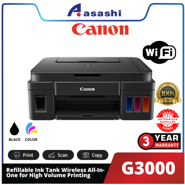 Canon G3000 A4 Ink Efficient Printer (Print,Scan,Copy & Wireless) 3 Yrs