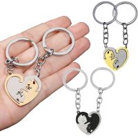 【YF】▪▨◆  Keychain Patchwork Round Keyring Couple Lovers Chains Pendant Car Keyholder Accessories