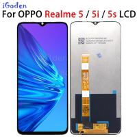 สีดำ6.5นิ้วสำหรับ Oppo Realme 5 RMX1911 / 5S RMX1925 / 5I RMX2030ชิ้นส่วนจอสัมผัสแอลซีดีของเครื่องแปลงดิจิทัลสำหรับ Realme 5 LCD