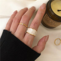 925 Sterling Silver French Vintage Adjustable Ring Inlaid Gold Edge Irregular Ring Fashoin Jewelry Accessories