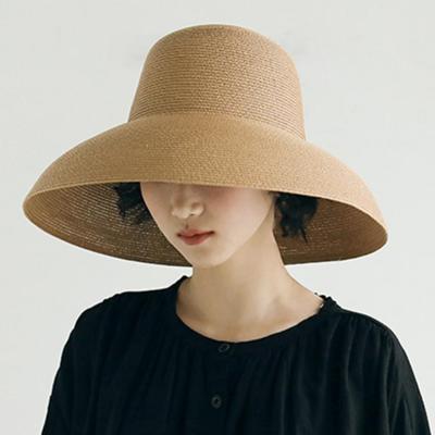[hot]Women Sun Hat Wide Brim Anti-ultraviolet Foldable Solid Color Straw Hat Cap for Summer Hats шляпа женская летняя