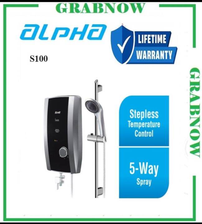 Alpha SSeries S100 Instant Water Heater w/ Handshower Set Local