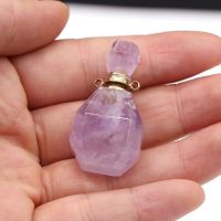 Stone Diffuser Perfume Bottle Pendants Quartzs Amethysts for Charms Jewelry Making Necklace