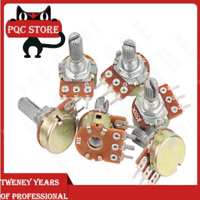 【Factory-direct】 5Pcs Wh148 B1k B2k B5k B10k B20k B50k B100k B500k 3pin 15Mm Shaft Amplifier Dual สเตอริโอ Potentiometer 1K 5K 10K 50K 100K 500K