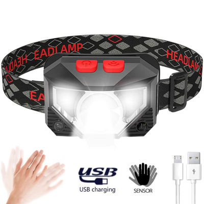 8 Modes Handfress Motion Sensor Powerful LED Headlight headlamp Head Lamp COB Flashlight Torch head light For fishing Camping