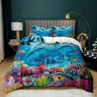 Sea Animals Duvet Cover Set Soft Microfiber Bedding Set Underwater Design Comforter Qulit Covers &amp; Pillowcases Housse De Couette