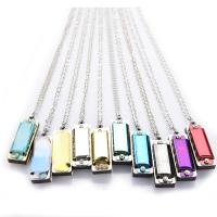 2pcs Mini 4 Hole 8 Tone Harmonica Metal Necklace Design Chain Toy Gift Color Random