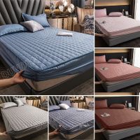 ﹍﹉ Hotel Quilted Bed Sheet Pure Color Bed Cover Non-slip Bedsheet Pillowcase Mattress Protector Sapin Sa Higaan (Single/queen/king)