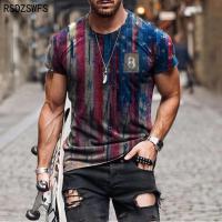 2021 Fashion Mens Oversized T-Shirt Summer Short-Sleeved 3D Flag Printed Sports Fitness Shirt Loose And Breathable Streetwear