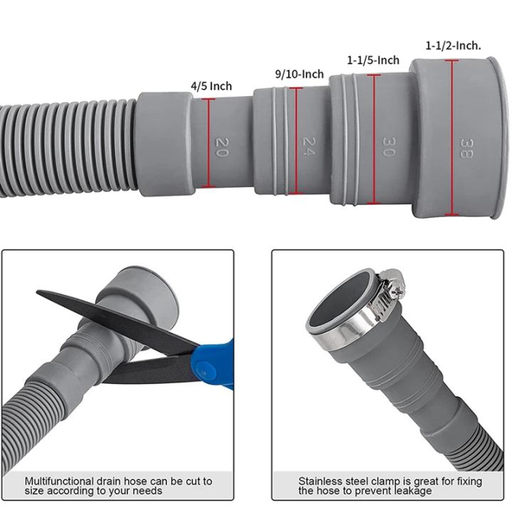 3x-drain-hose-extension-set-universal-washing-machine-hose-10ft-include-bracket-hose-connector-hose-clamps-drain-hoses