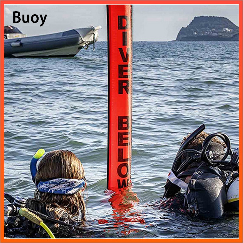 Scuba Diving Surface Marker Buoy High Visibility Surface Marker Signal Tube Top D Ring Double Sided Reflective Strips Scuba Diving Open Bottom Surface Marker Buoy with Vent Valve 